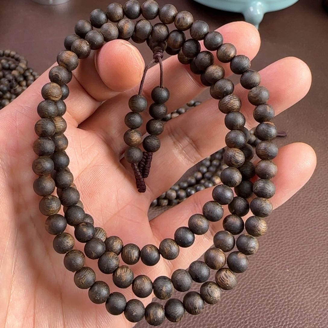 沉香手串奇楠老树透顶绿沉水0.65尺寸17.3克