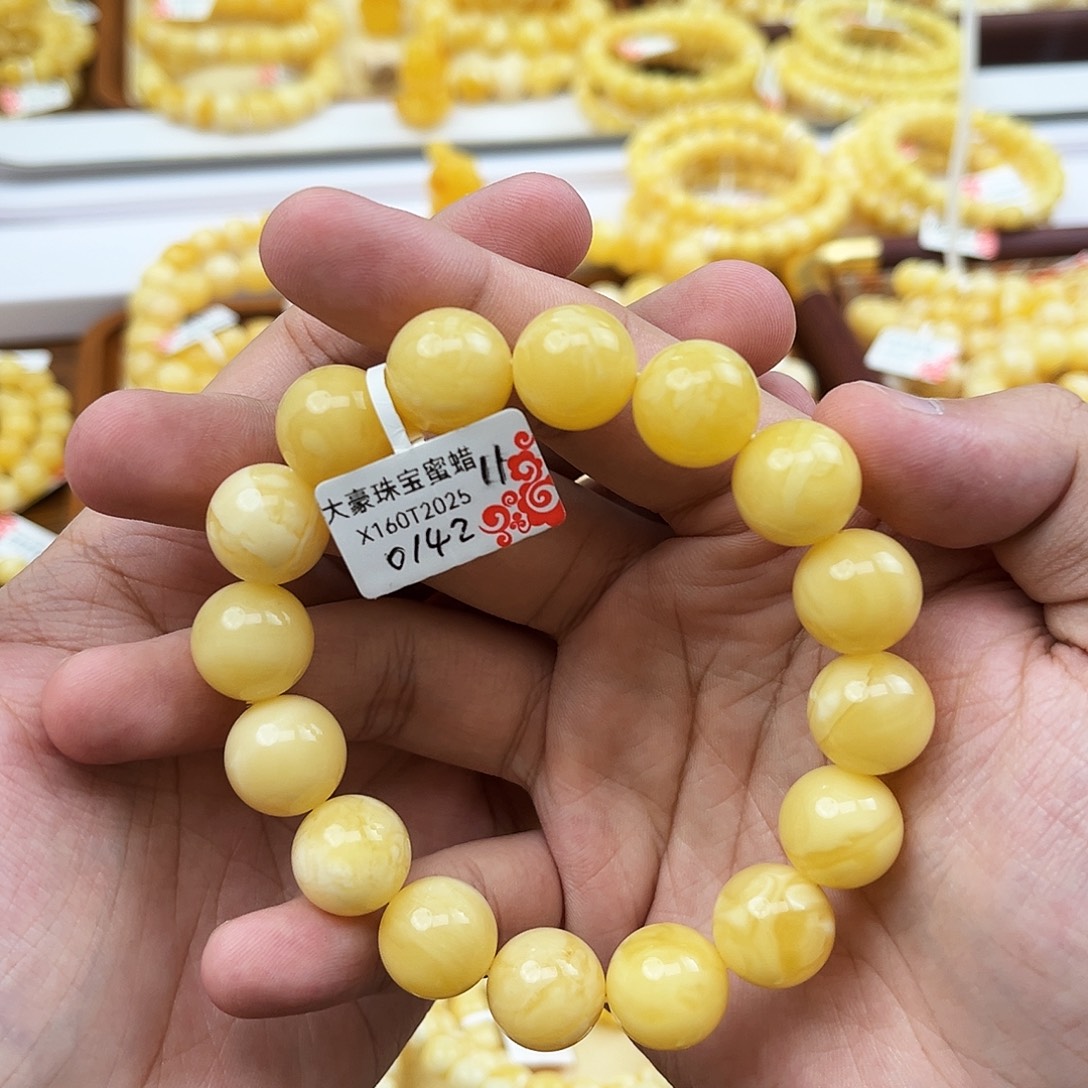 蜜蜡未镶嵌手链奶浓蜡14mm