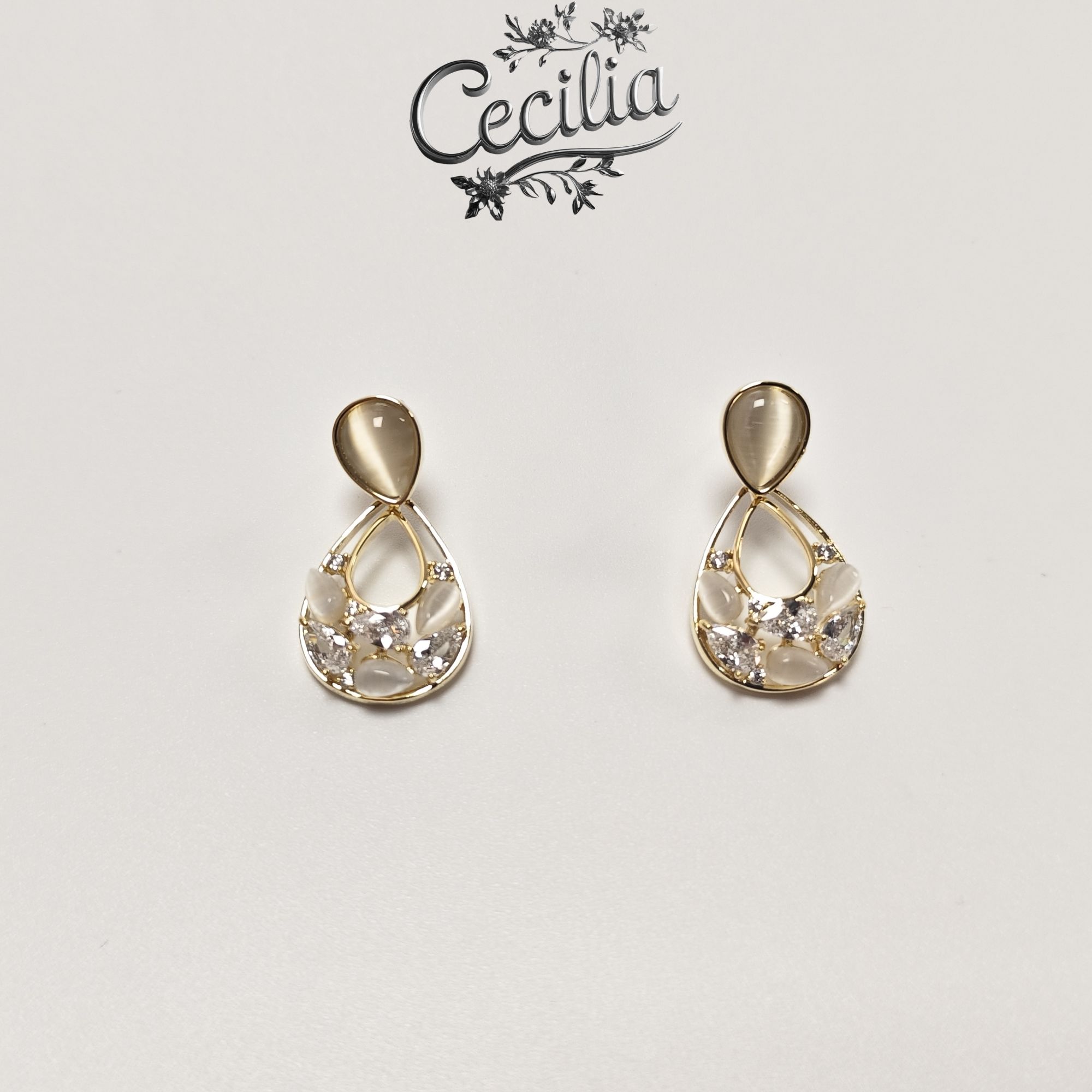 铜合金锆石耳饰 Cecilia时尚休闲百搭高定耳钉D-E42