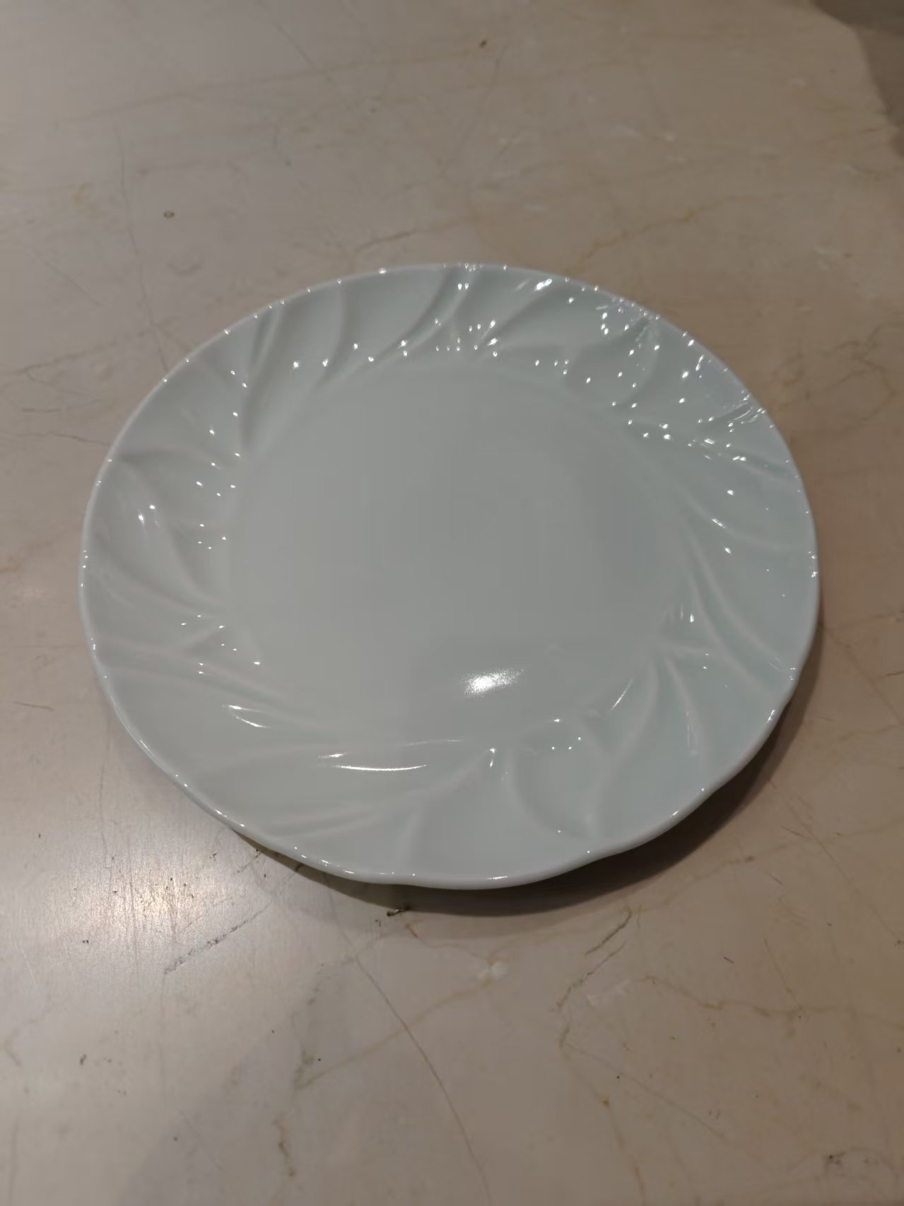 景德镇五花马8寸落叶浅盘影青陶瓷圆盘盘子餐盘