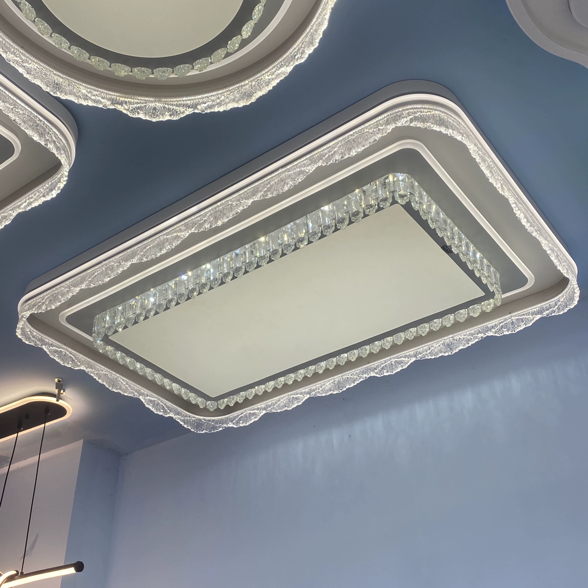 （套餐包安装）海浪水晶客厅吸顶灯三色智能语音灯高端大气套餐卧室