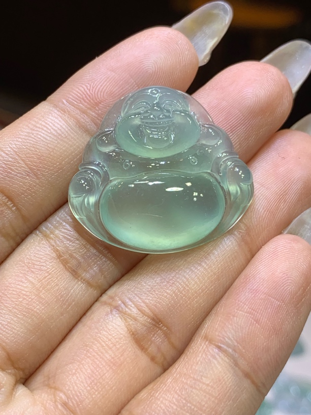缅甸天然翡翠A货，冰种甜绿品相好，起荧光，无需包容，越看越爱