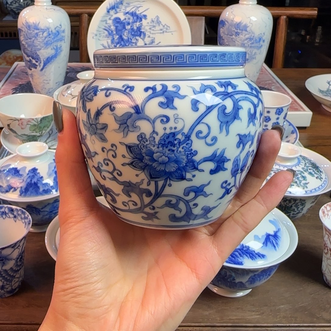 名窑口 点工西番莲茶叶罐