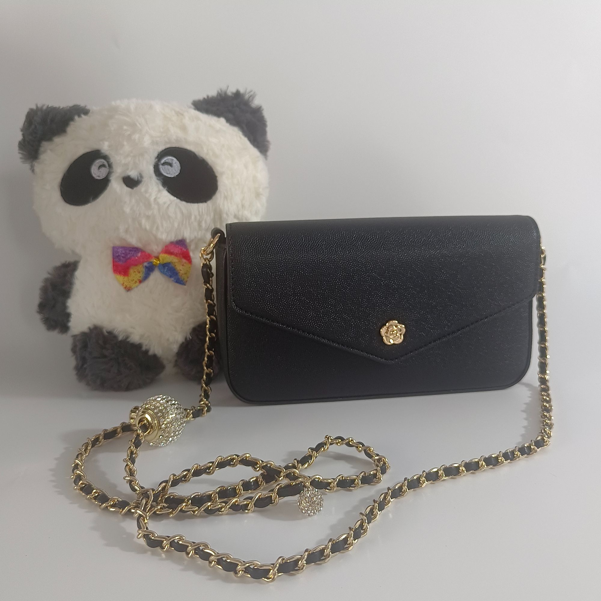 朋克风锁扣斜挎包肩包盒子包链条包女士百搭单肩黑色小包包