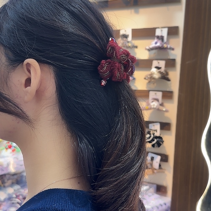 三醋酯纤维红色格子小爪-72