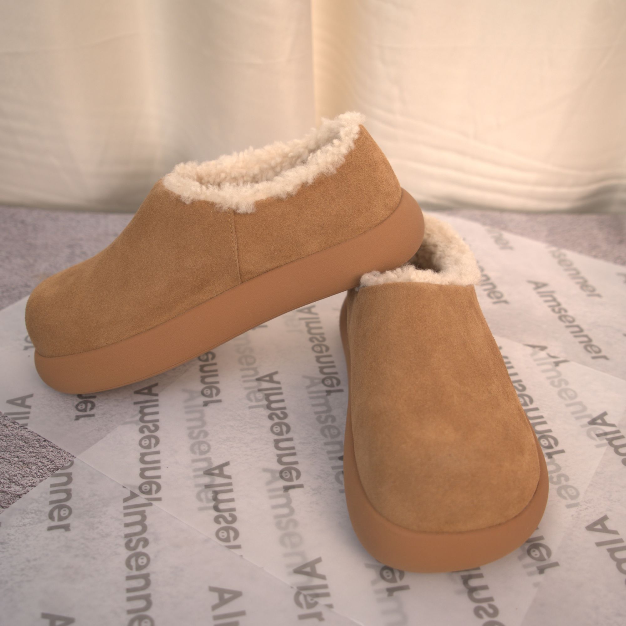 【爆款小土豆厚底全包】桑坡真皮毛勃肯鞋软加绒保暖棉鞋秋冬一脚蹬