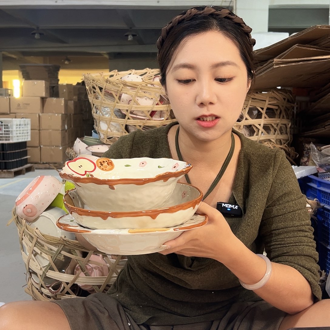 摆件潮州陶瓷工厂微瑕3件套