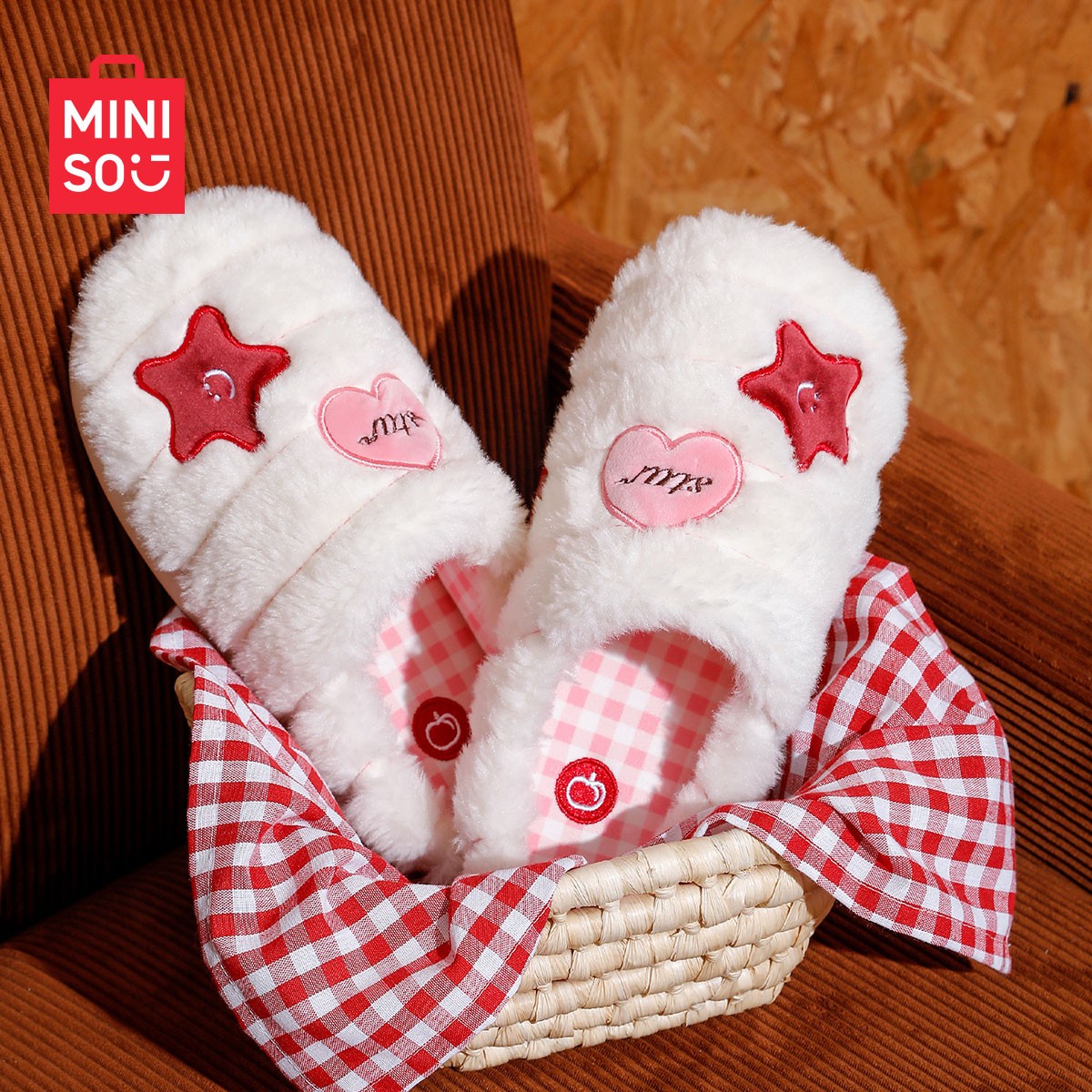 MINISO/名创优品拖鞋女款2025新款爆款秋冬男情侣保暖防滑棉拖鞋
