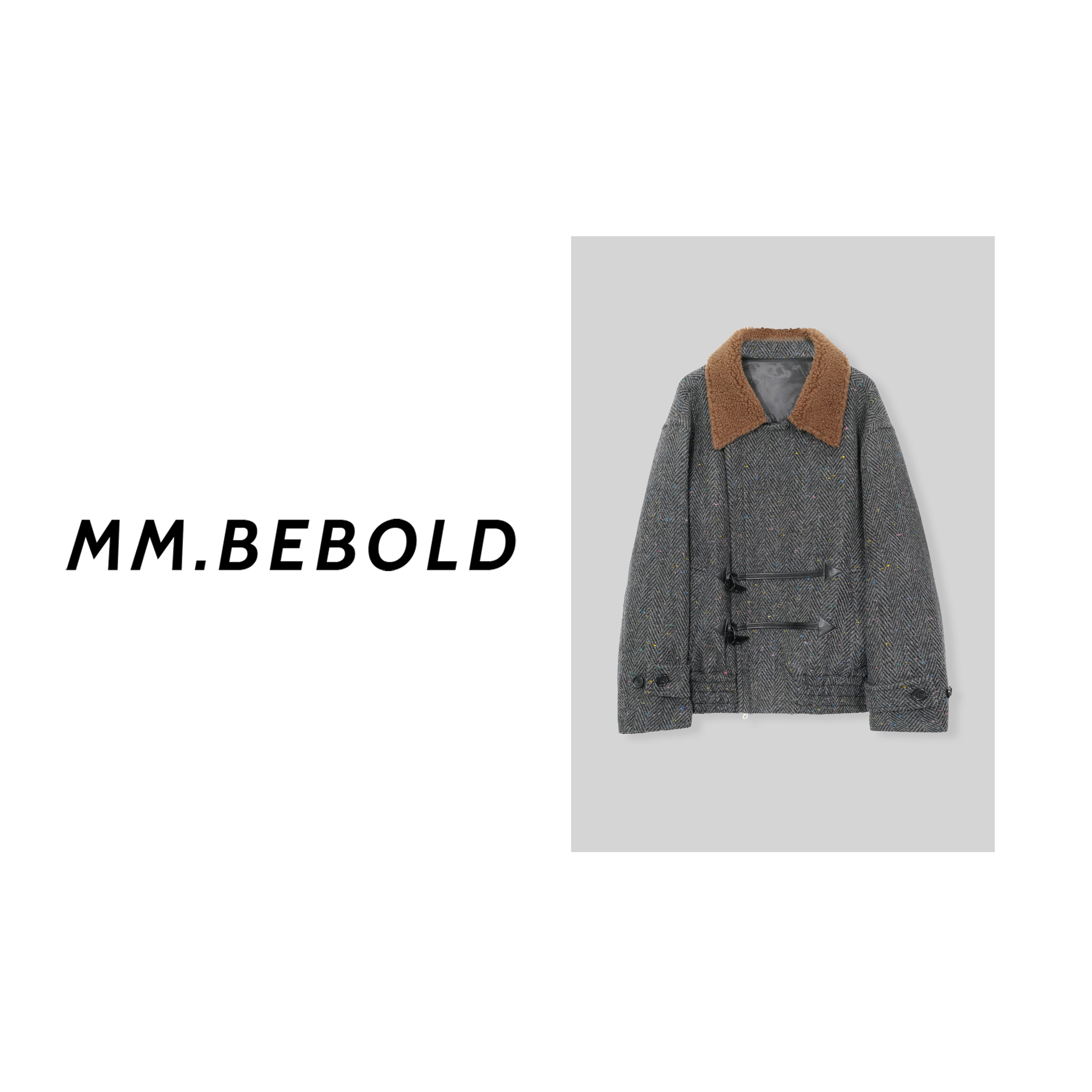 【大大精选】顾怀 拼接翻毛领宽松夹克外套MQJ2870