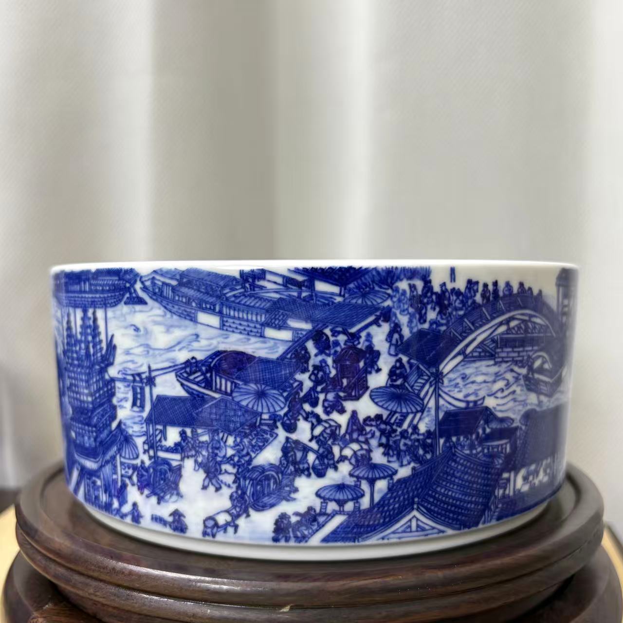 景德镇青花瓷茶洗手绘清明上河图