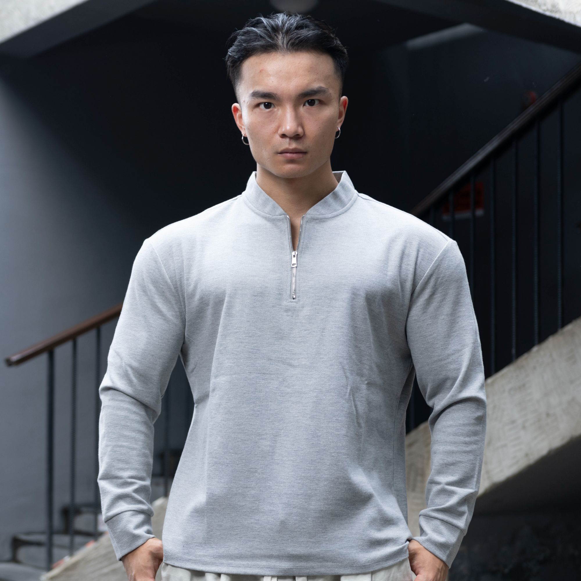 POLO衫长袖外套运动户外连帽休闲简约春秋服装纯色打底健身长袖