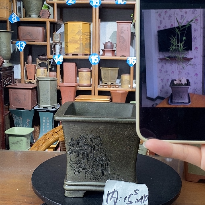 紫砂花盆天青泥四方水乡特价