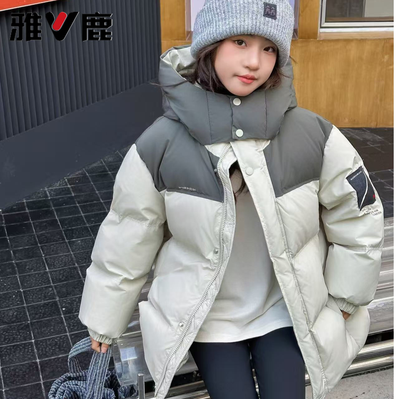 【向】2025雅鹿户外秋冬男女童羽绒服外套高蓬松面包服中长款保暖