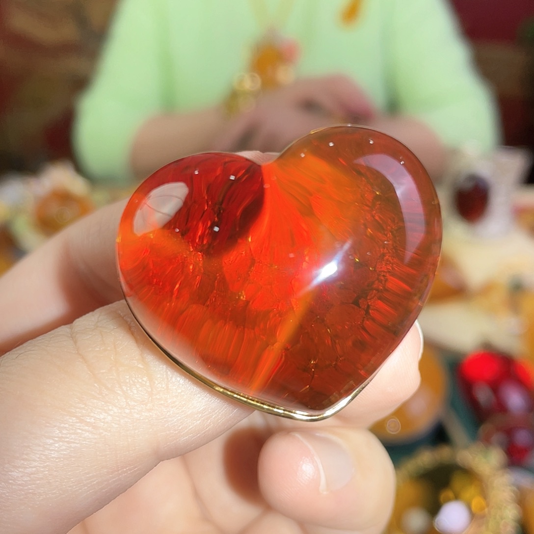 琥珀戒指银S925镀金镶嵌