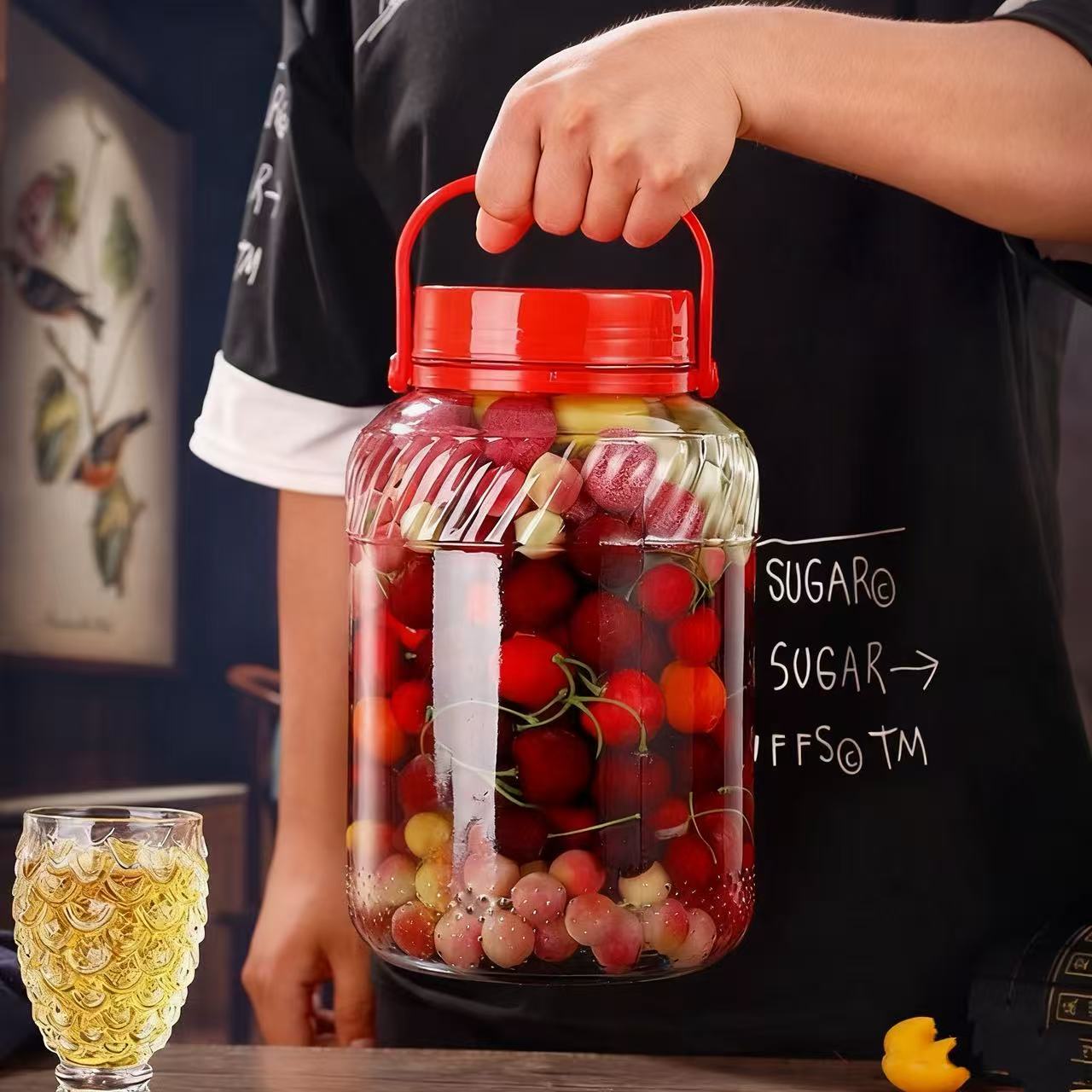 加厚密封泡菜坛子密封罐茶叶腌菜缸加厚无铅玻璃泡酒瓶防潮储物瓶