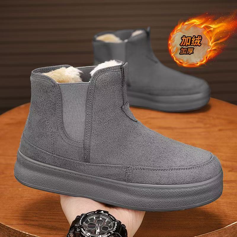 冬季加绒男士雪地靴时尚雪地靴防滑皮毛一体厚底短靴ZJ17（C）