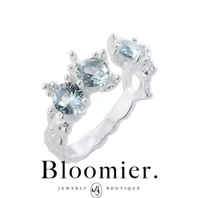 925银戒指 【Bloomier】S925纯银 蓝莓曲奇镶嵌戒指 开口可调节