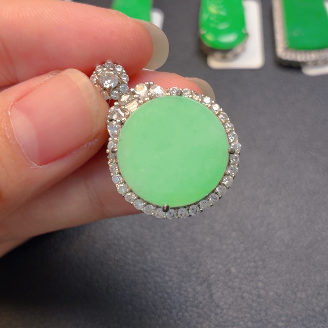 翡翠银S925镶嵌吊坠(不含链)