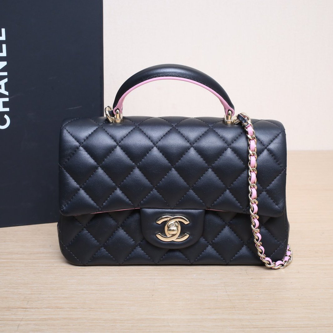 95新 Chanel/香奈儿 花花23P CF 手提口盖包 大Mini 芯片开 