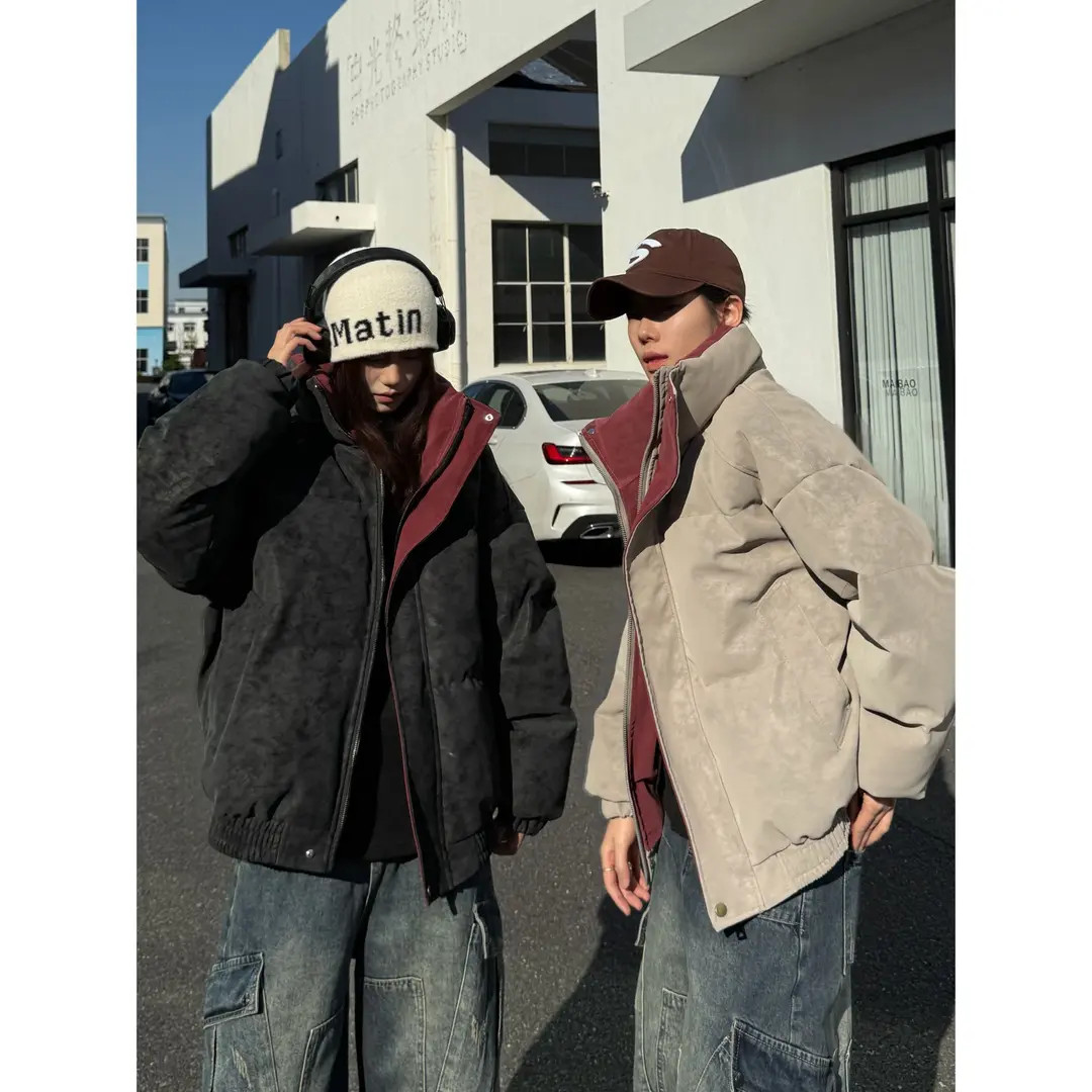 Jaaniste防水防风撞色加厚皮棉服男冬季情侣面包服保暖休闲外套