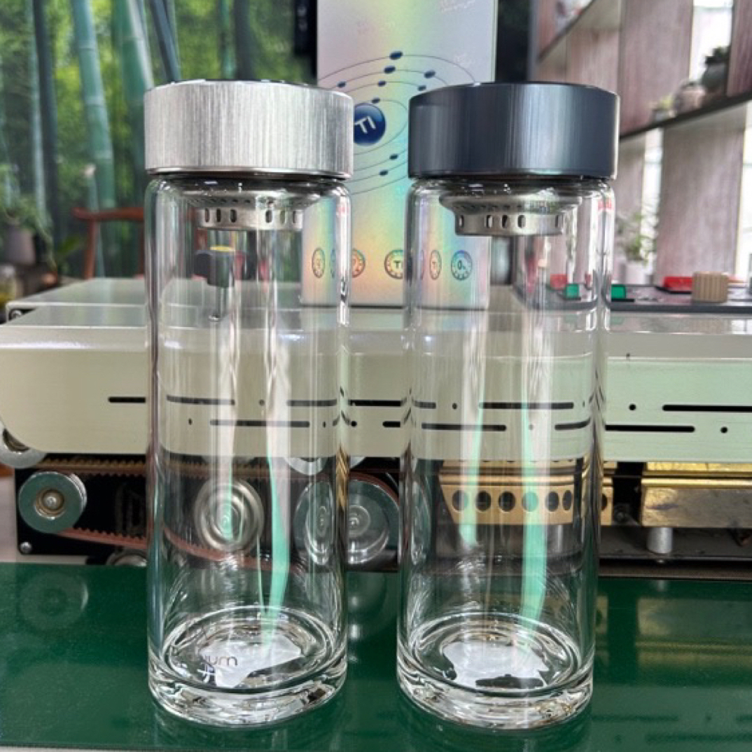 单层纯钛玻璃茶杯水晶玻璃盖气质款大容量500毫升