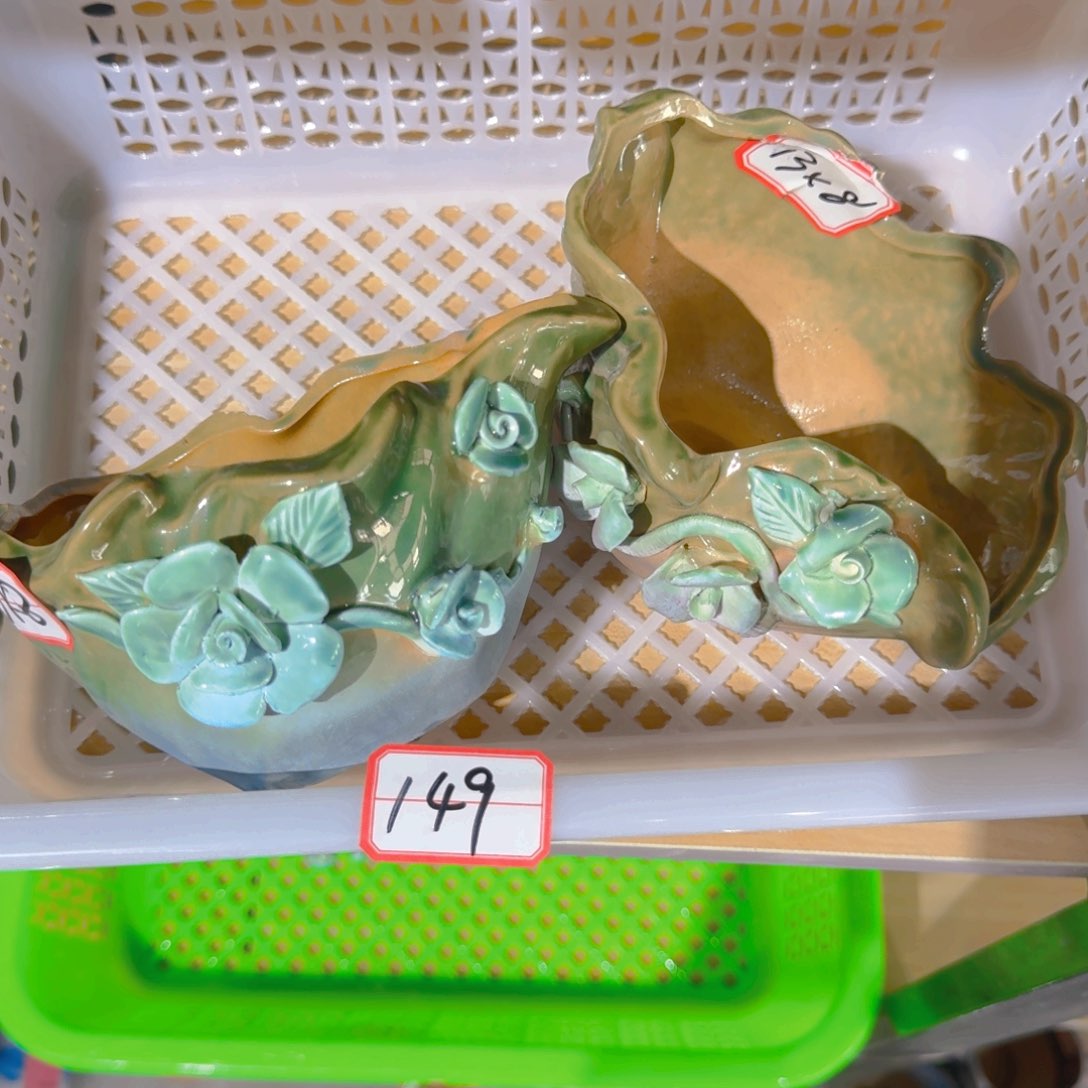 紫砂花盆粗陶精雕