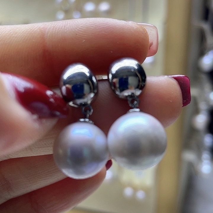 淡水珍珠耳饰银S925镶嵌