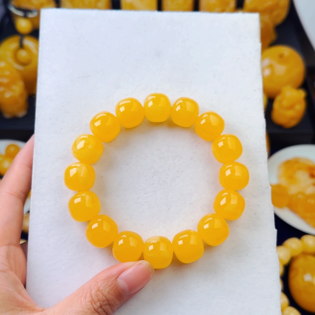 琥珀颈饰未镶嵌满蜡同料手串15