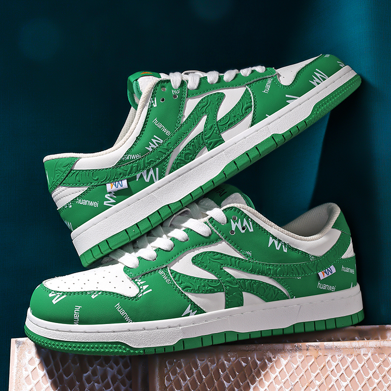 HWAI韩版学生低帮潮鞋时尚情侣百搭潮流运动鞋豹纹小众复古板鞋