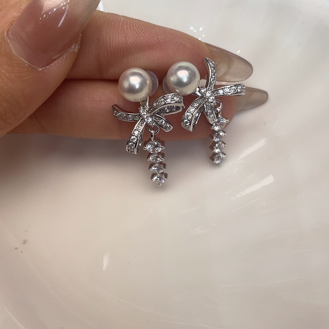 海水珍珠耳饰银S925镶嵌