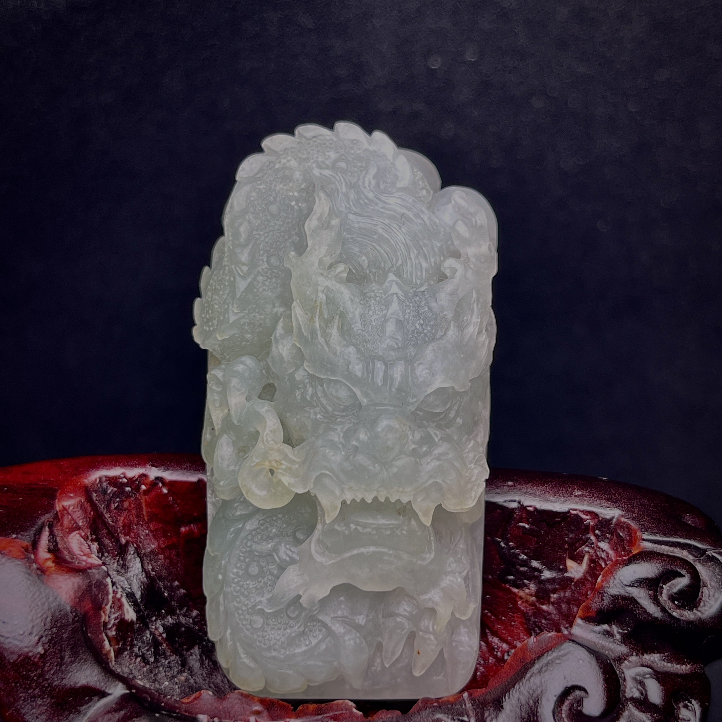 已结缘缅甸翡翠A货，冰胶大龙牌