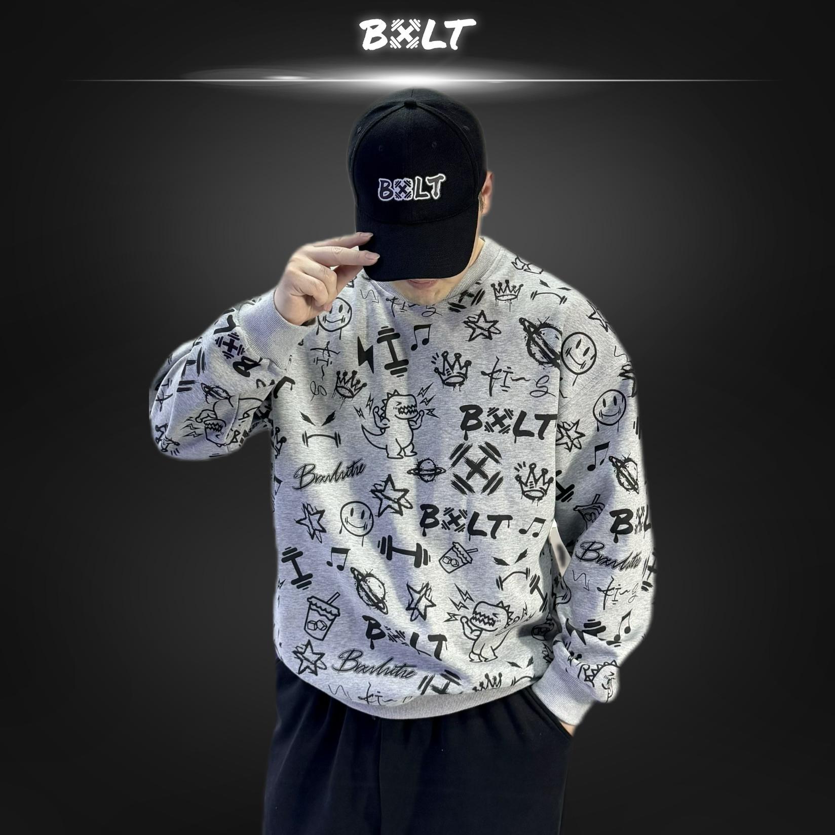 BXLT【全家福】满印原创潮流涂鸦风宽松卫衣