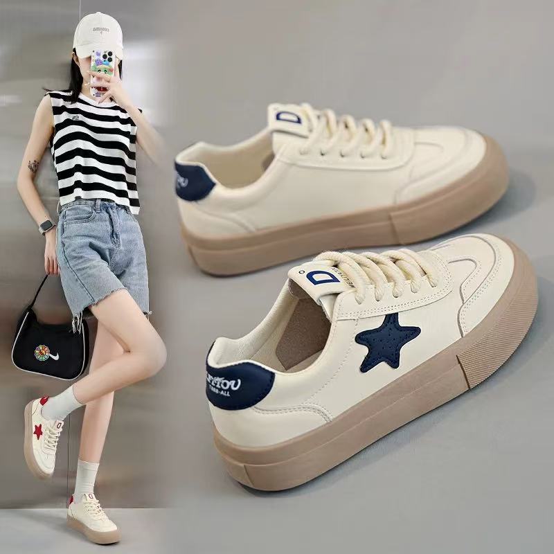 A663休闲板鞋厚底学生休闲板鞋系带布鞋单鞋鞋子圆头增高