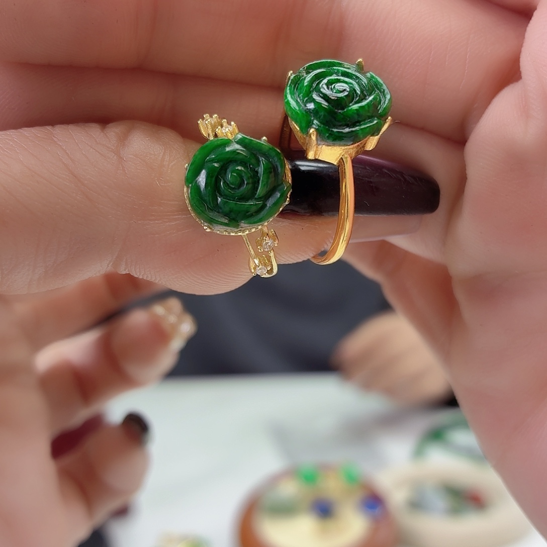 翡翠银S925镶嵌戒指多样发其一