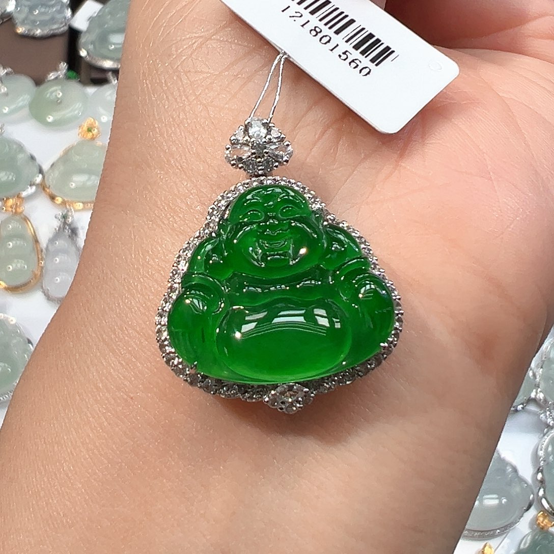 翡翠18K金镶嵌吊坠(不含链)1560
