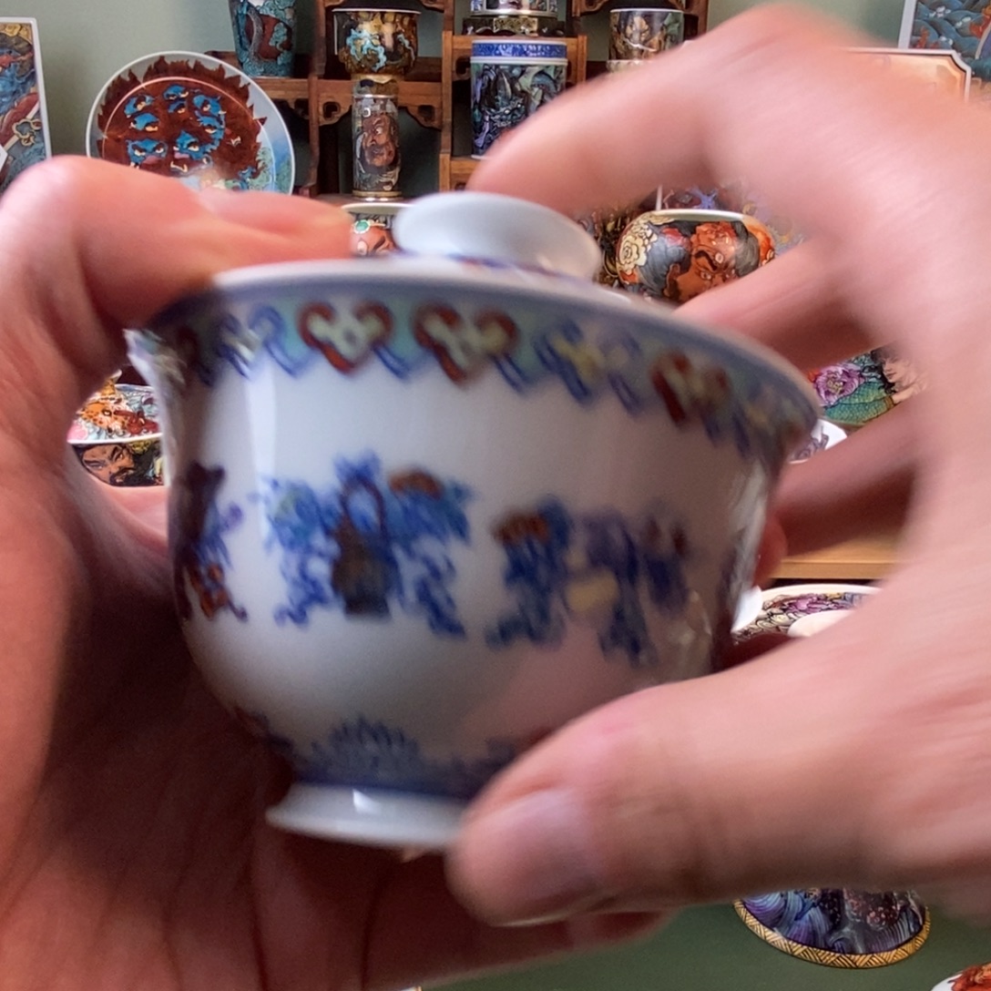 天***宴手工手绘盖碗八宝