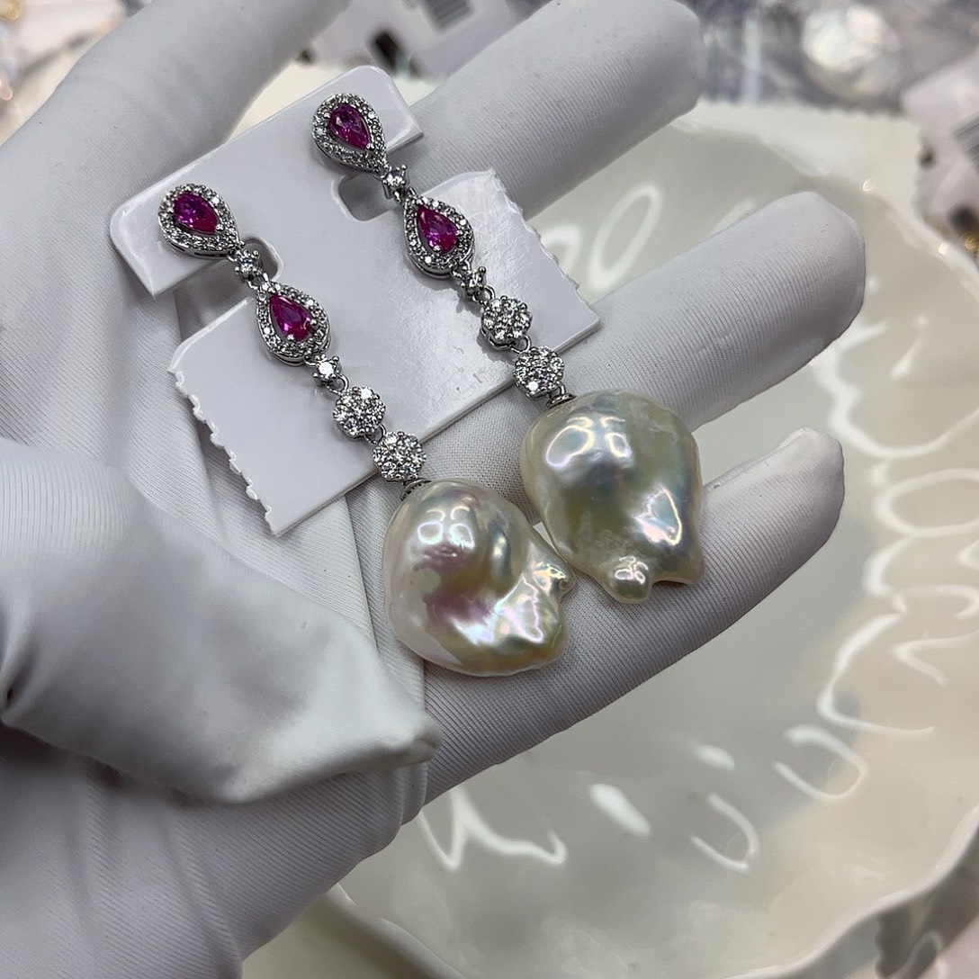 淡水珍珠耳饰合金