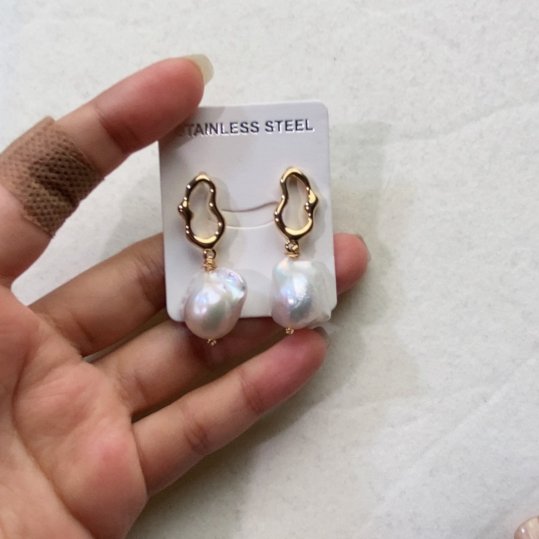 淡水珍珠耳饰钛钢