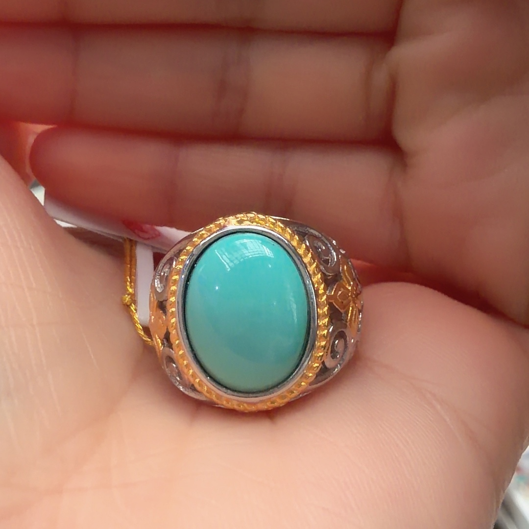 绿松石银S925镶嵌戒指