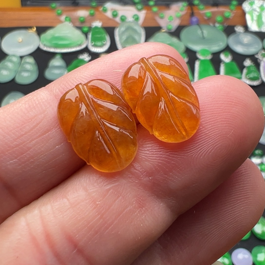 翡翠颈饰未镶嵌叶子14.7