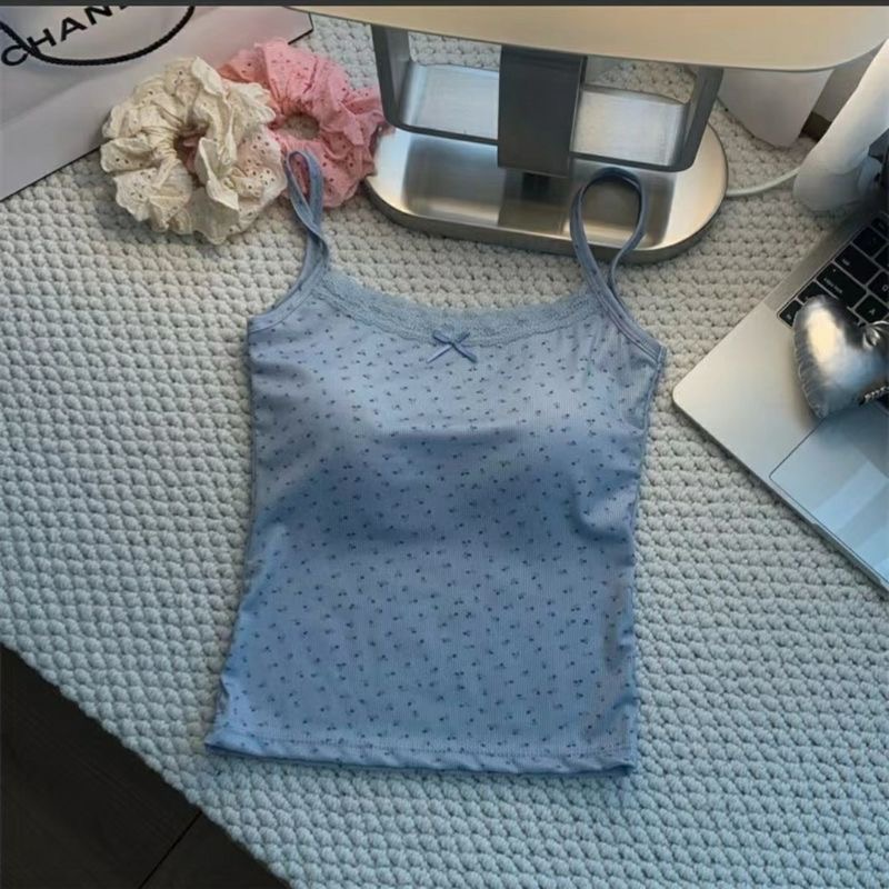 87碎花吊带背心冰丝背心女吊带女冰丝降温修身内搭外穿