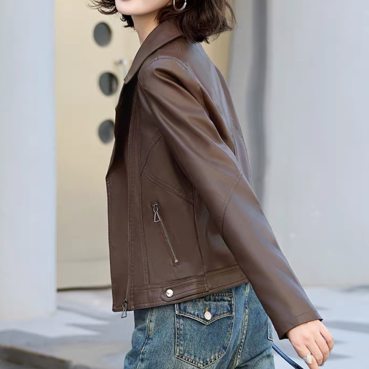 新款短款修身显瘦女士韩版皮衣外套春秋季时髦单品