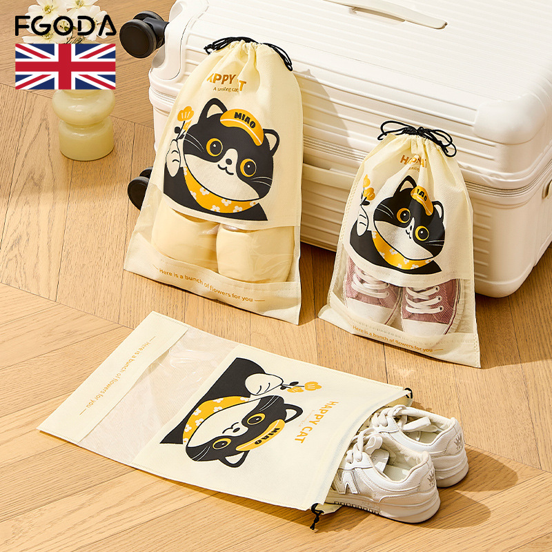 Fgoda束口抽绳可视便携卡通装鞋袋大号5个装 067579