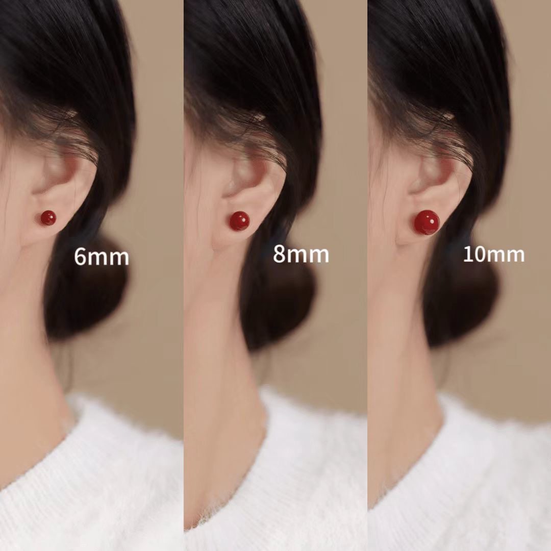 含辰砂工艺品天然朱砂紫金砂女款耳钉挚爱玫瑰耳饰装饰