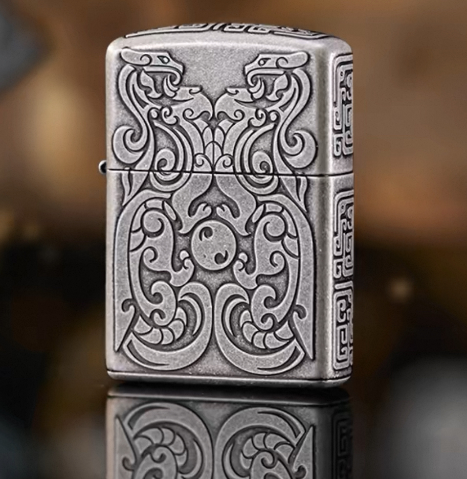 zippo打火机美国 LZE-1156 双龙衔瑞 中版原版 TCJ1