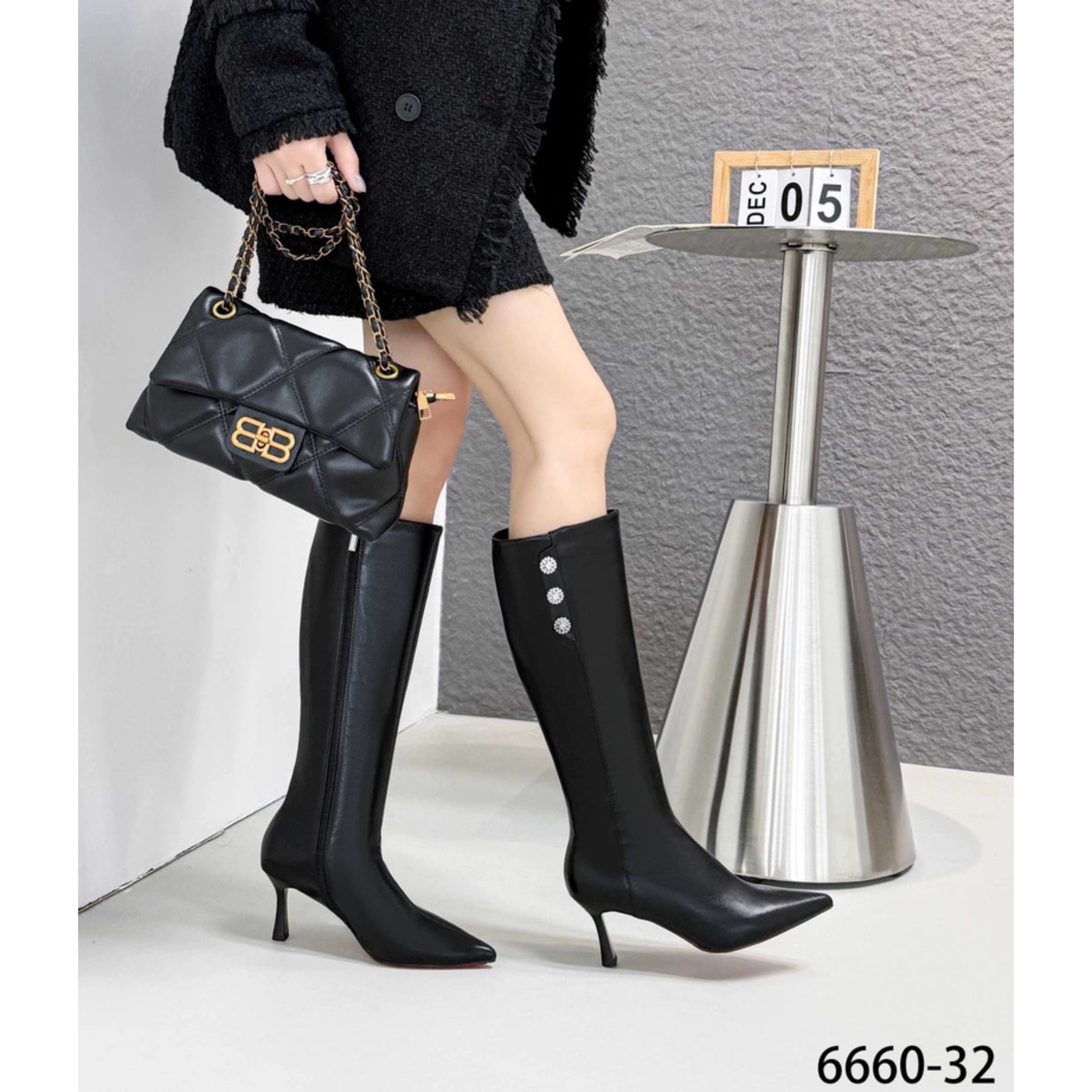 6660-32秋冬新款时尚百搭高跟长靴