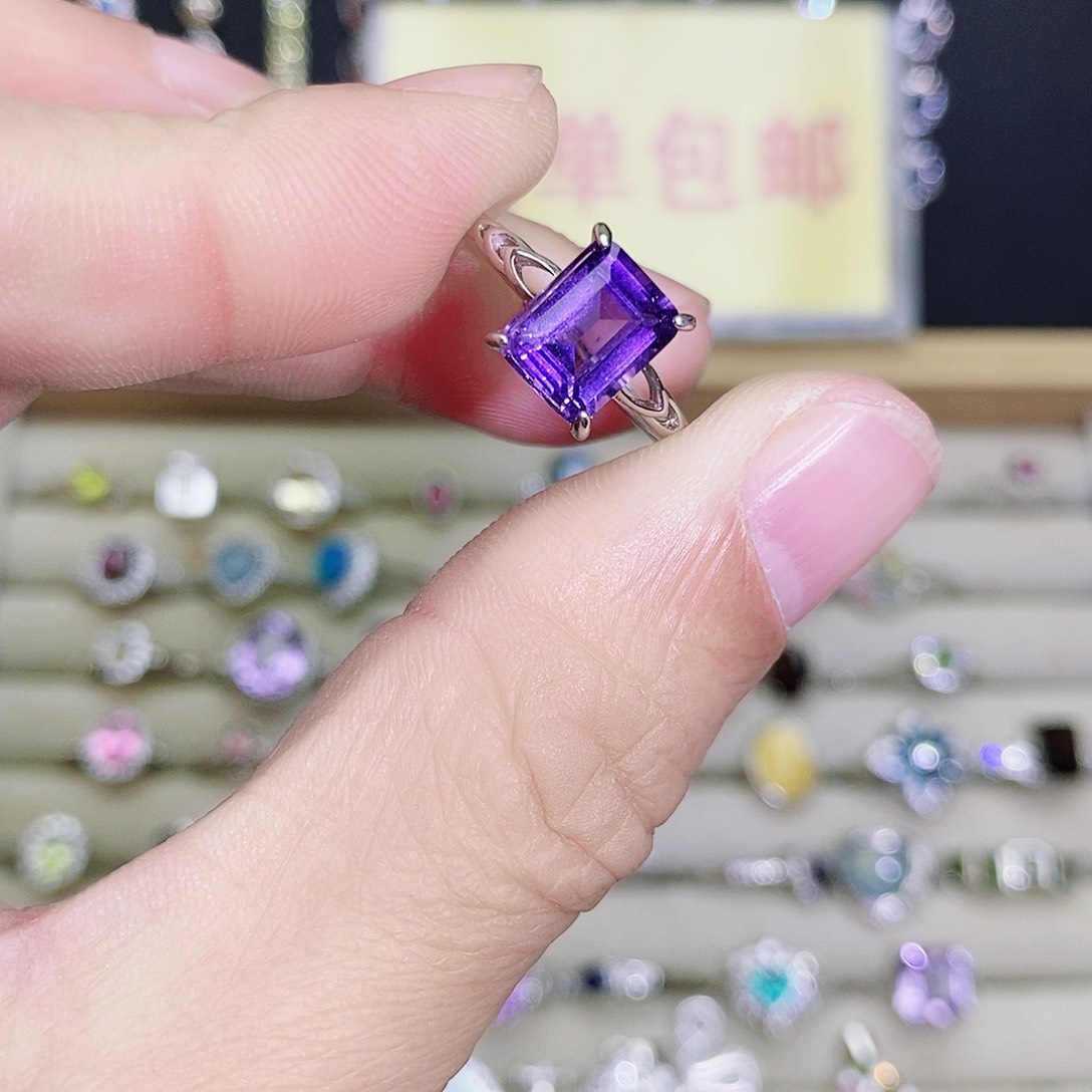 银S925镶嵌戒指紫晶