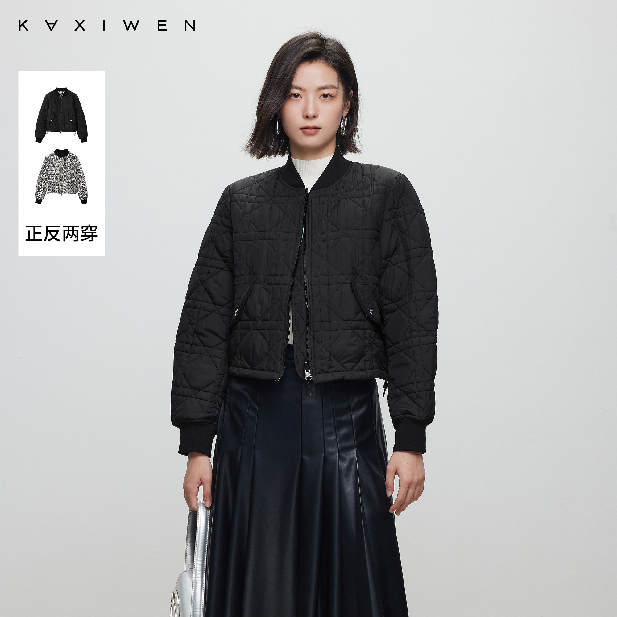 【NOJI&KXW】简约休闲双面穿外套球领保暖夹克棉衣X09AYS8148