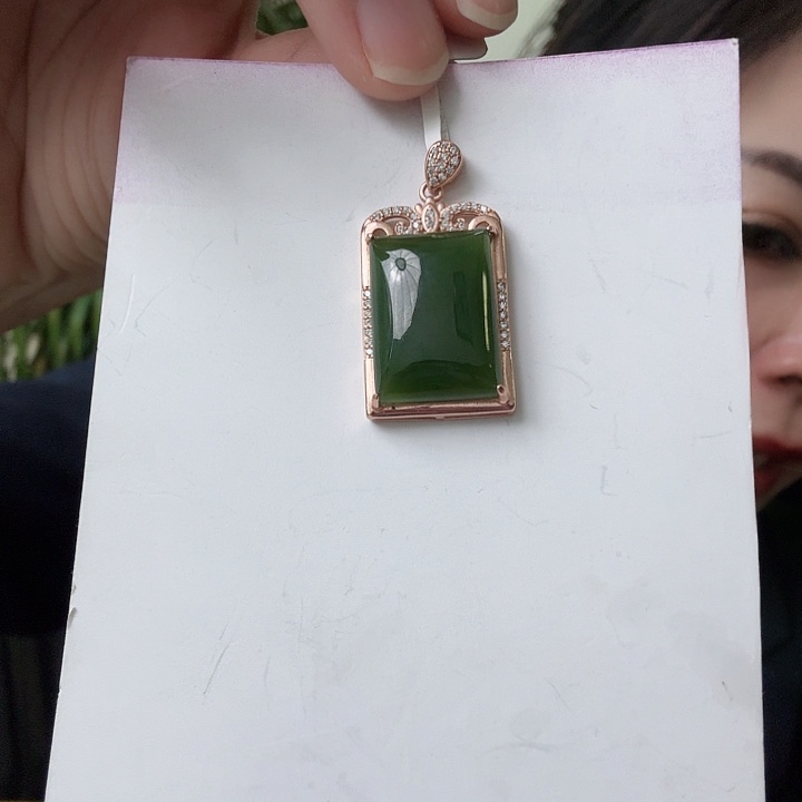 和田玉银S925镶嵌颈饰倩