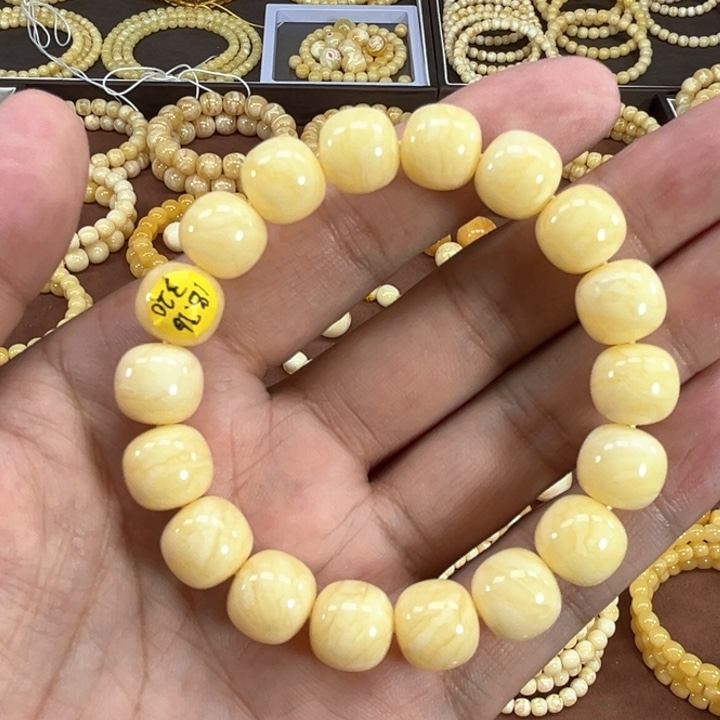 未镶嵌蜜蜡手串纯天然乌料同料白蜡金纹高桩虎皮
